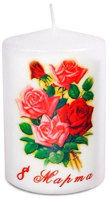 подарочная пеньковая свеча букет роз к 8 марта, цветной рисунок оригинальная